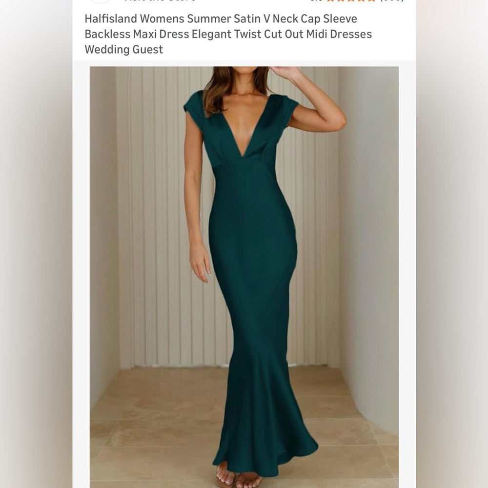 Deep Teal Plunge V-Neck Mermaid Dress